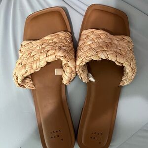 a new day Braided Tan Slide Sandals